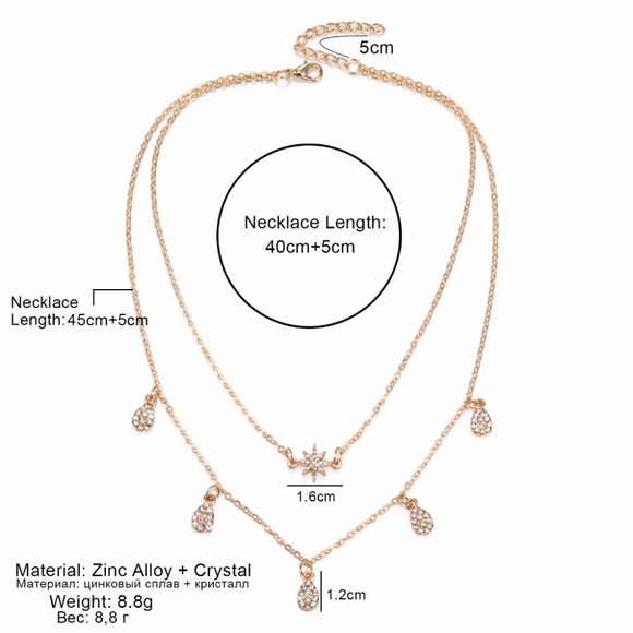 N15 | Boho Dainty Two Layer Crystal Star Choker - Picture 4 of 6